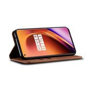 For OnePlus 8 Denim Texture Casual Style Horizontal Flip Leather Case with Holder & Card Slots & Wallet(Brown)