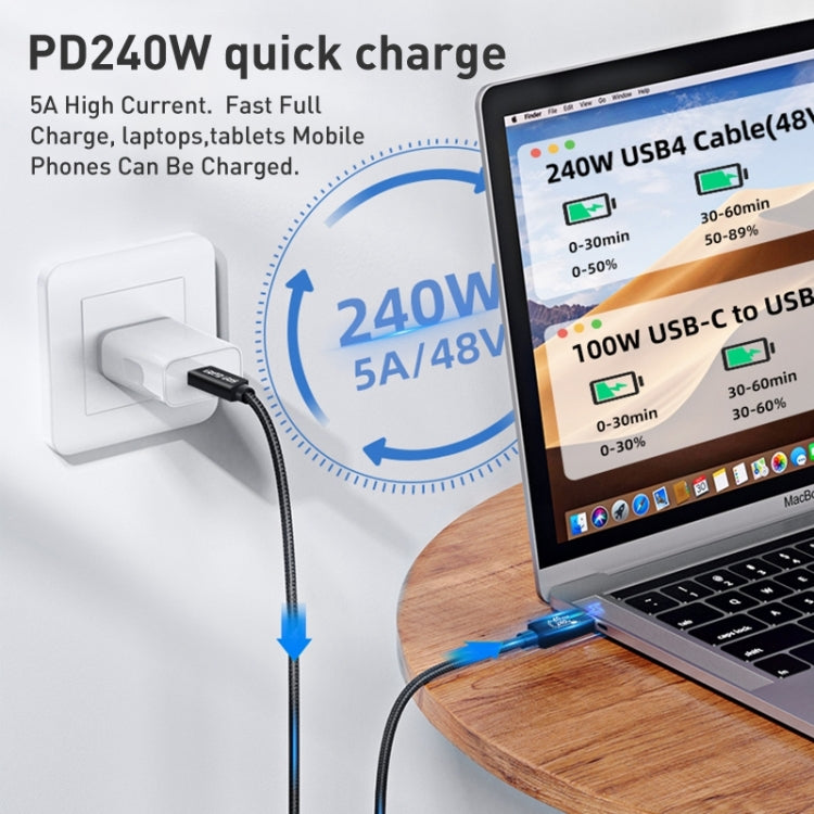 PD240W 40Gbps Dual Type-C USB4 Compatible Fast Charging Data Cable, Length:1m(Black)