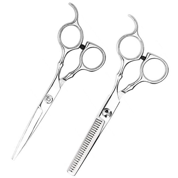7pcs / Set Professional Hair Cutting Thinning Scissor Hairdressing Flat Shear Scissors Kit(Blue)