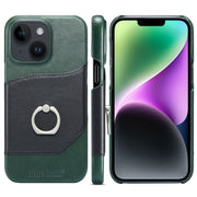 For iPhone 14 Plus Fierre Shann Oil Wax Texture Genuine Leather Back Case (Black)