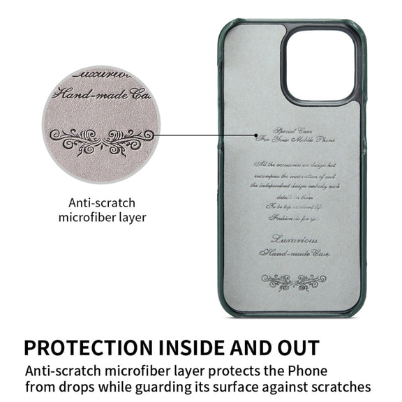 For iPhone 14 Plus Fierre Shann Oil Wax Texture Genuine Leather Back Case (Black)