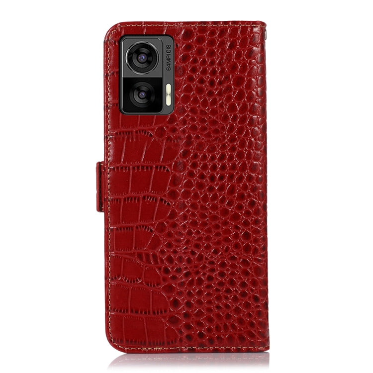 For Motorola Edge 30 Lite / Edge 30 Neo Crocodile Top Layer Cowhide Leather Phone Case(Red)