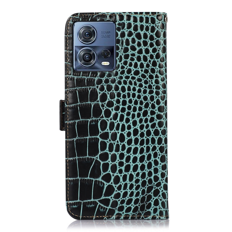 For Motorola Moto S30 Pro Crocodile Top Layer Cowhide Leather Phone Case(Green)