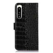 For Sony Xperia 5 IV Crocodile Top Layer Cowhide Leather Phone Case(Black)