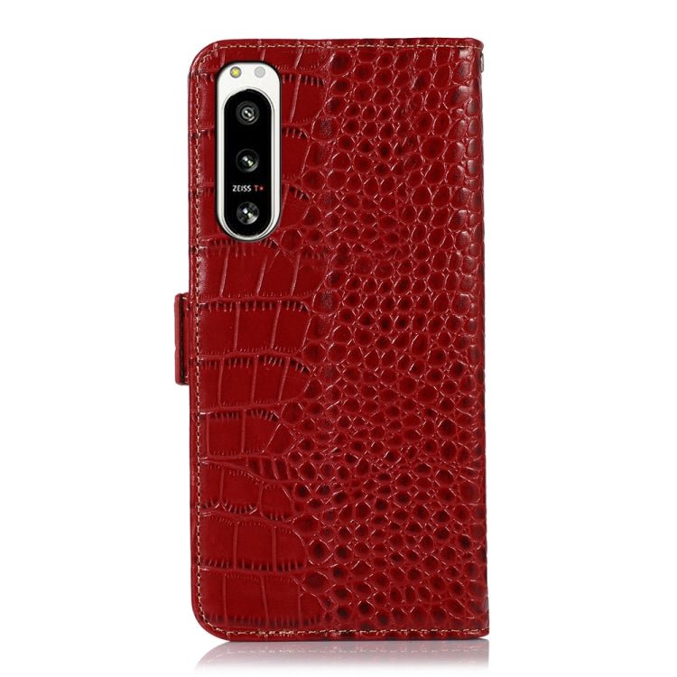 For Sony Xperia 5 IV Crocodile Top Layer Cowhide Leather Phone Case(Red)