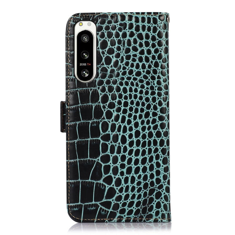 For Sony Xperia 5 IV Crocodile Top Layer Cowhide Leather Phone Case(Green)