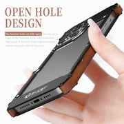 For iPhone 14 Plus R-JUST Ironwood Generation Metal + Wood Phone Case
