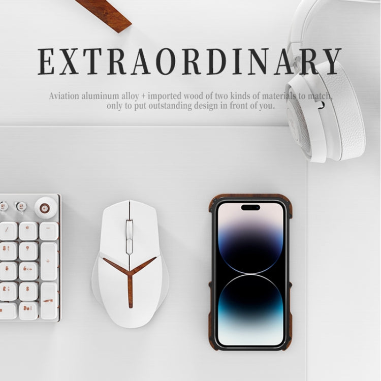 For iPhone 14 Pro R-JUST Ironwood Generation Metal + Wood Phone Case