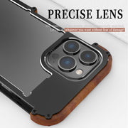 For iPhone 14 Pro R-JUST Ironwood Generation Metal + Wood Phone Case