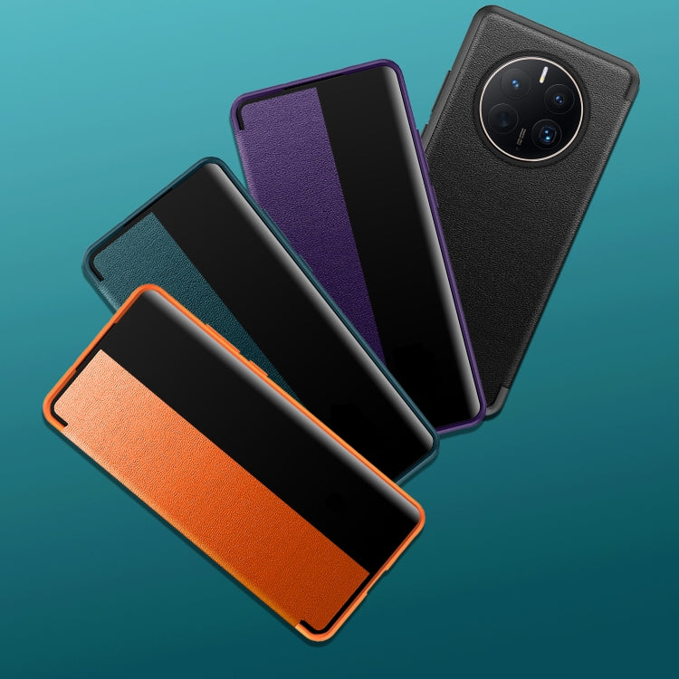 For Huawei Mate 50 Leather + TPU Frame Shockproof Phone Case(Orange)