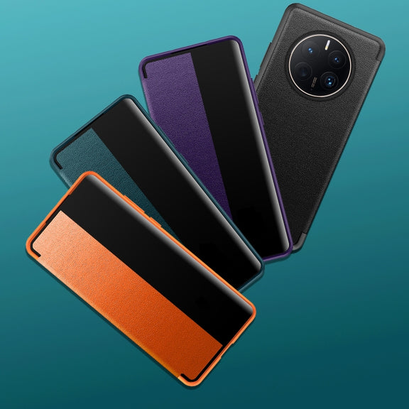 For Huawei Mate 50 Leather + TPU Frame Shockproof Phone Case(Orange)