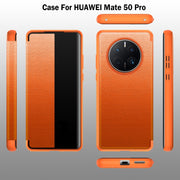 For Huawei Mate 50 Leather + TPU Frame Shockproof Phone Case(Orange)