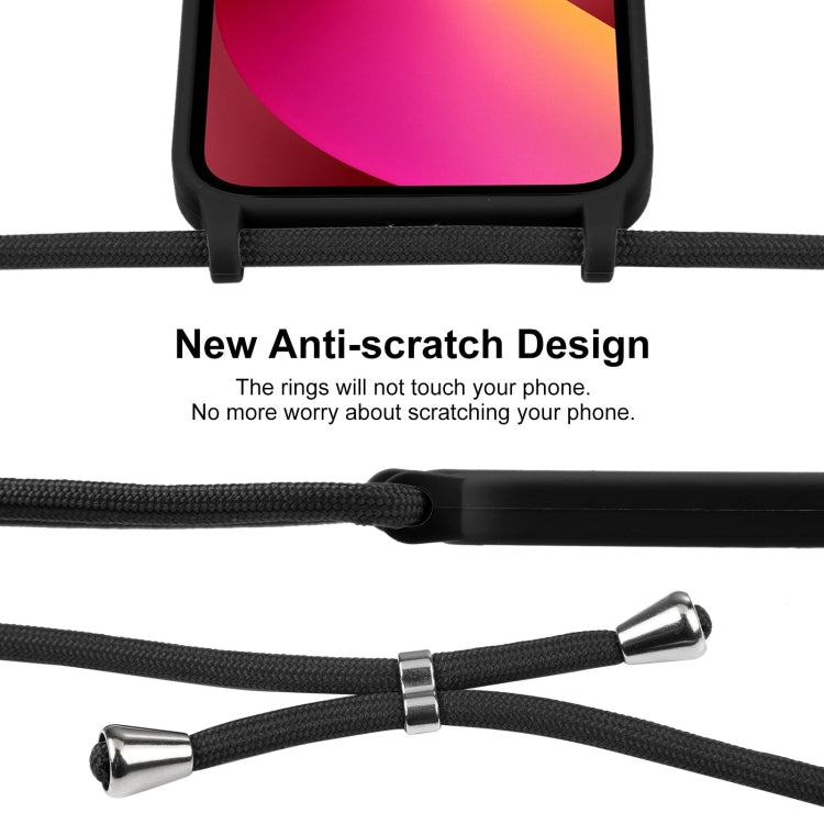 For iPhone 13 Crossbody Lanyard Liquid Silicone Case(Black)