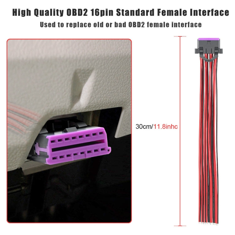 30cm 16Pin Fixed Terminal Extension Cable Female Plug for Volkswagen