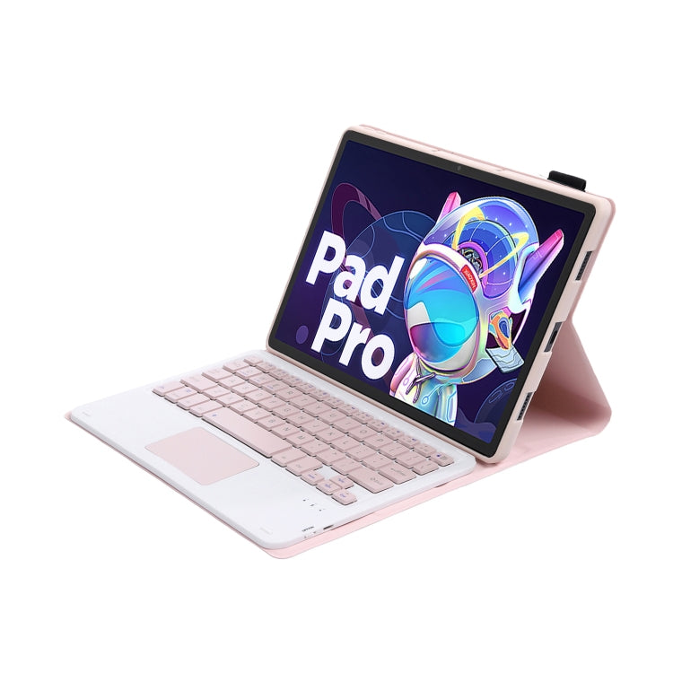 AM18-A Bluetooth Keyboard Leather Case with Touchpad For Lenovo XiaoXin Pad Pro 2022 11.2 inch(Pink)