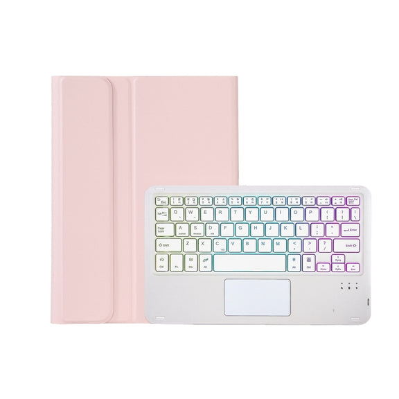 AM18-AS Tri-color Backlight Bluetooth Keyboard Leather Case with Touchpad For Lenovo XiaoXin Pad Pro 2022 11.2 inch(Pink)
