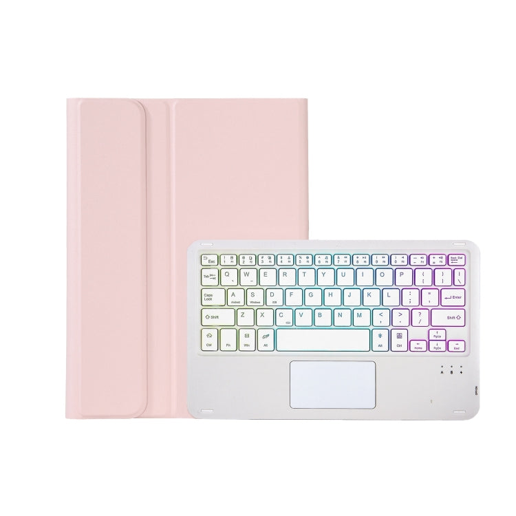AM18-AS Tri-color Backlight Bluetooth Keyboard Leather Case with Touchpad For Lenovo XiaoXin Pad Pro 2022 11.2 inch(Pink)