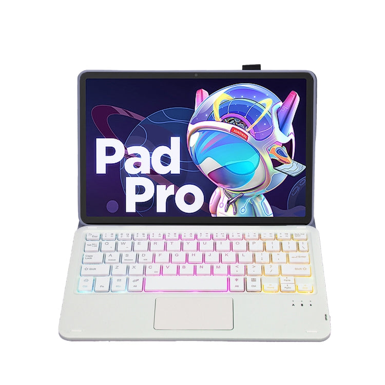 AM18-AS Tri-color Backlight Bluetooth Keyboard Leather Case with Touchpad For Lenovo XiaoXin Pad Pro 2022 11.2 inch(Blue)