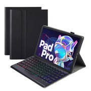 AM18-BS Tri-color Backlight Bluetooth Keyboard Leather Case For Lenovo XiaoXin Pad Pro 2022 11.2 inch(Black)