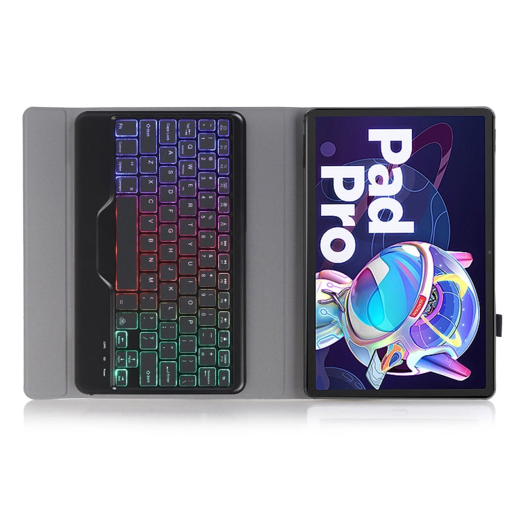 AM18-BS Tri-color Backlight Bluetooth Keyboard Leather Case For Lenovo XiaoXin Pad Pro 2022 11.2 inch(Black)
