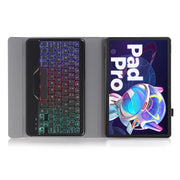 AM18-BS Tri-color Backlight Bluetooth Keyboard Leather Case For Lenovo XiaoXin Pad Pro 2022 11.2 inch(Black)