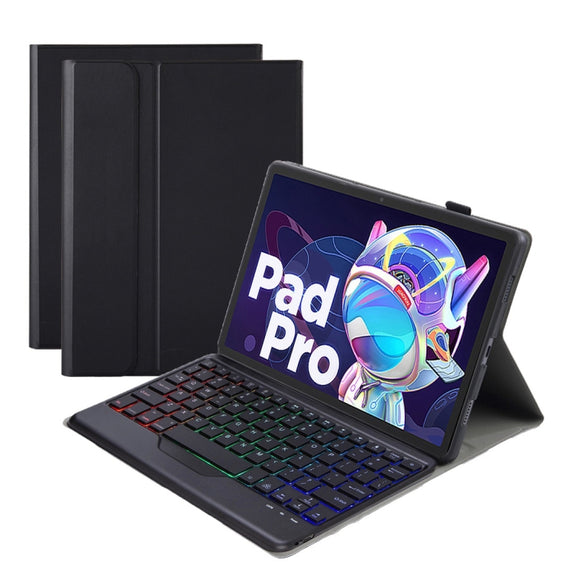 AM18-BS Tri-color Backlight Bluetooth Keyboard Leather Case For Lenovo XiaoXin Pad Pro 2022 11.2 inch(Black)