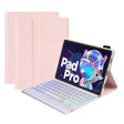 AM18-BS Tri-color Backlight Bluetooth Keyboard Leather Case For Lenovo XiaoXin Pad Pro 2022 11.2 inch(Pink) - Lenovo Keyboard by PMC TechLife | Online Shopping South Africa | PMC TechLife
