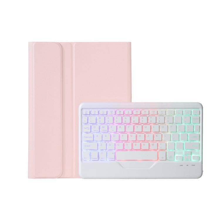 AM18-BS Tri-color Backlight Bluetooth Keyboard Leather Case For Lenovo XiaoXin Pad Pro 2022 11.2 inch(Pink)