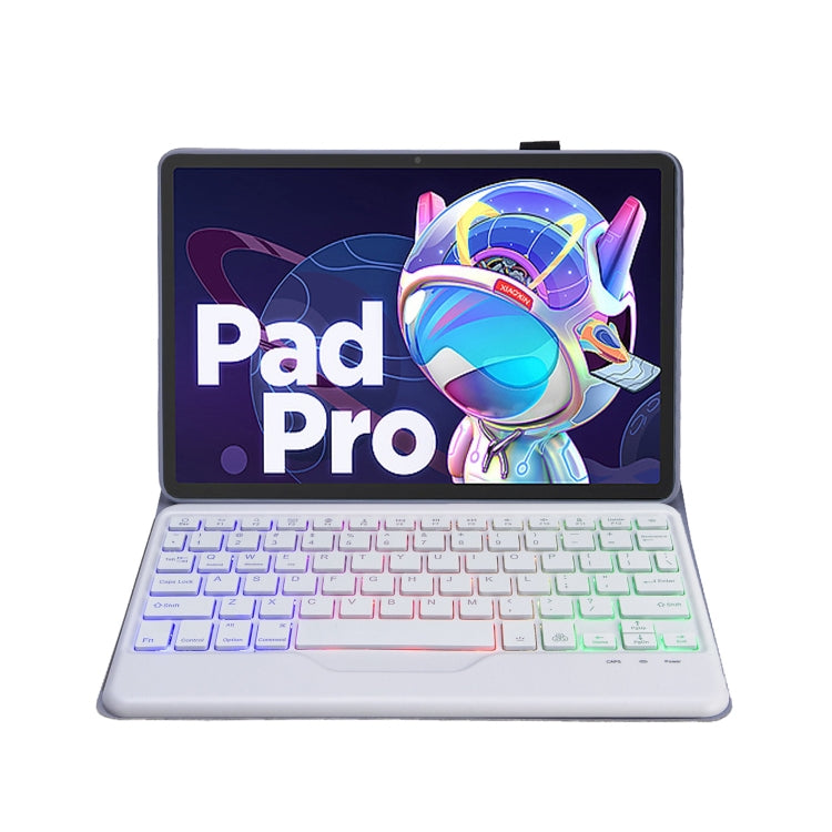AM18-BS Tri-color Backlight Bluetooth Keyboard Leather Case For Lenovo XiaoXin Pad Pro 2022 11.2 inch(Blue)