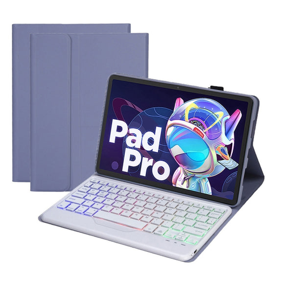 AM18-BS Tri-color Backlight Bluetooth Keyboard Leather Case For Lenovo XiaoXin Pad Pro 2022 11.2 inch(Blue)
