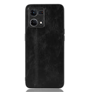 For OPPO Reno7 4G Sewing Cow Pattern Skin PC + PU + TPU Case(Black)