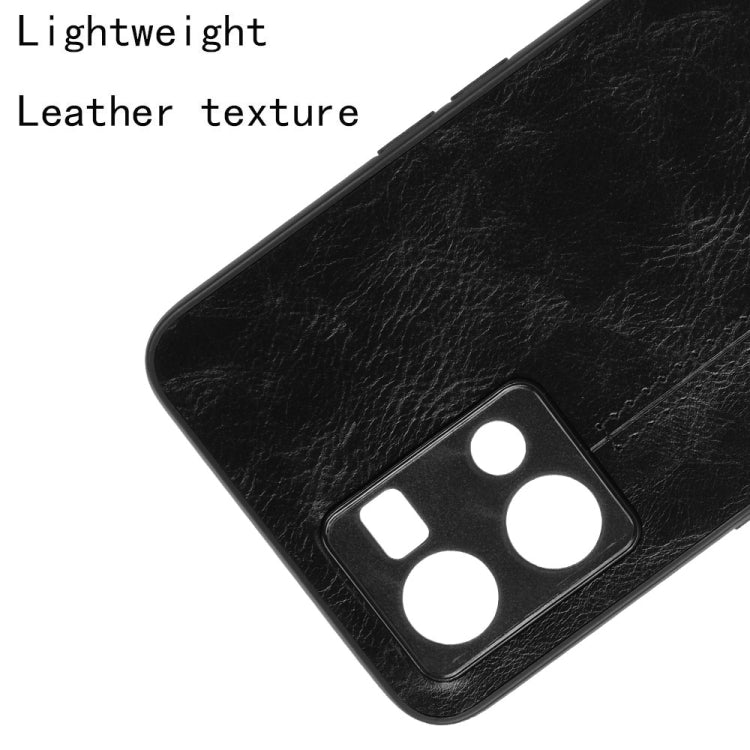 For OPPO Reno7 4G Sewing Cow Pattern Skin PC + PU + TPU Case(Black)