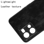 For OPPO Reno7 4G Sewing Cow Pattern Skin PC + PU + TPU Case(Black)
