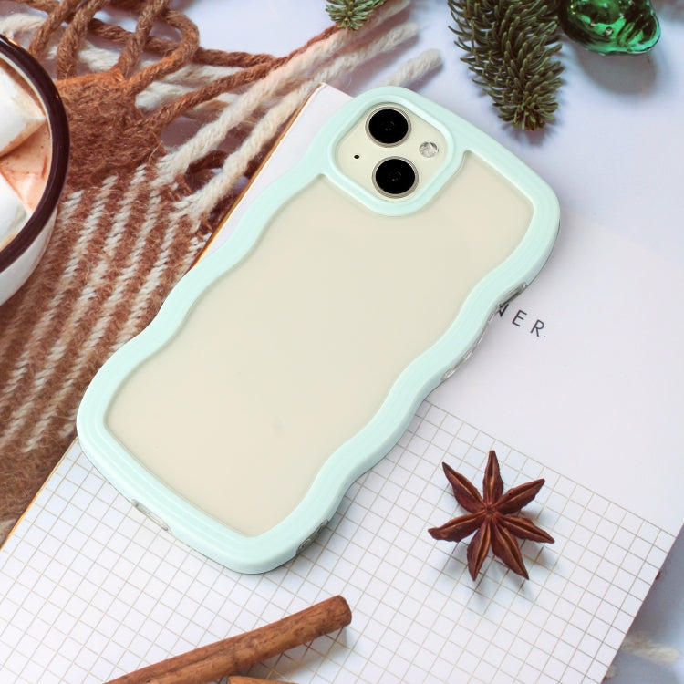For iPhone 15 Plus Candy Color Wave TPU Clear PC Phone Case(Green)