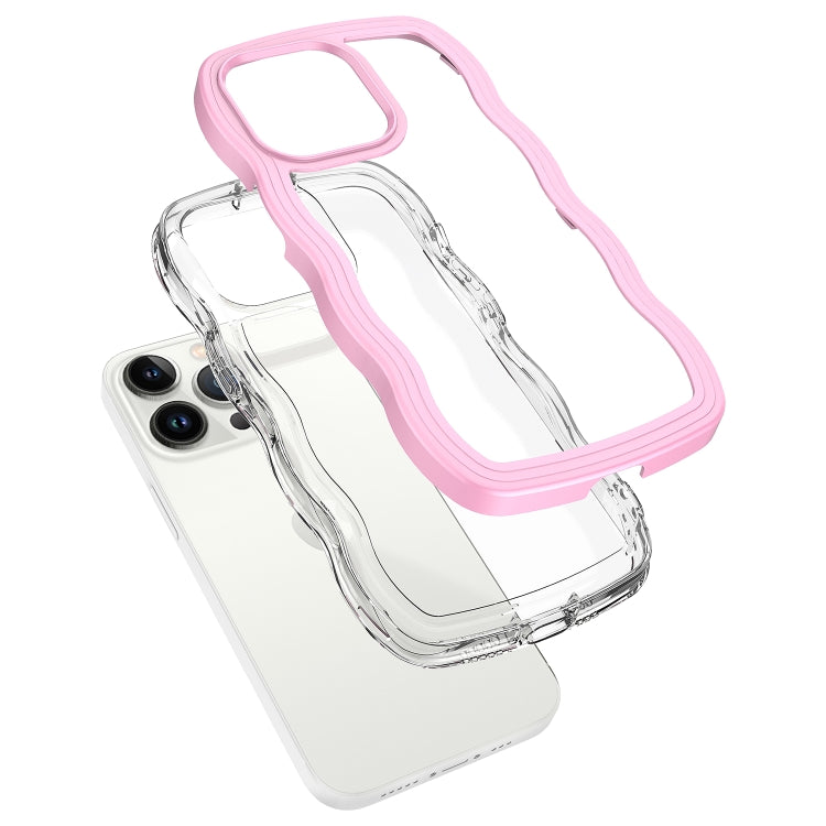 For iPhone 15 Plus Candy Color Wave TPU Clear PC Phone Case(Green)