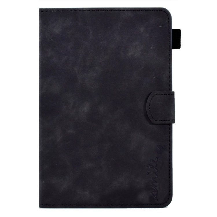 For Amazon Kindle Fire 7 2022 Embossed Smile Flip Tablet Leather Case(Black)