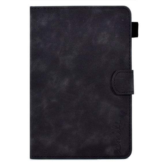 For Amazon Kindle Fire 7 2022 Embossed Smile Flip Tablet Leather Case(Black)