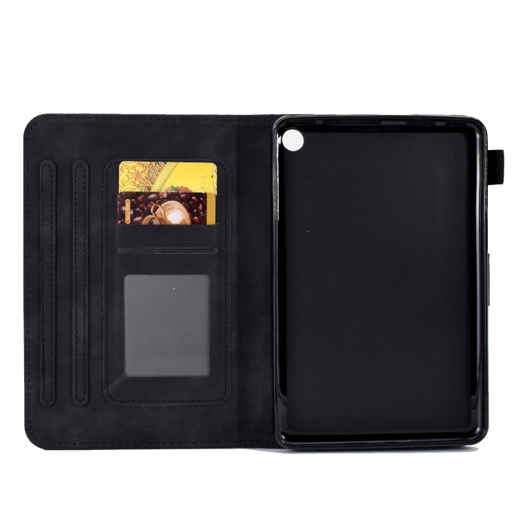 For Amazon Kindle Fire 7 2022 Embossed Smile Flip Tablet Leather Case(Black)