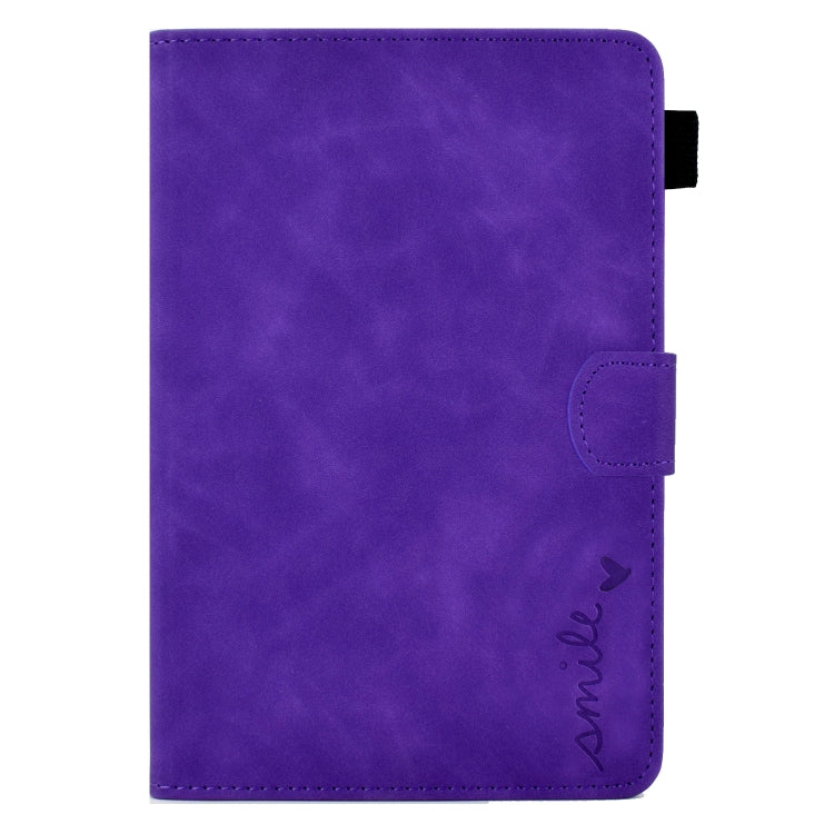 For Amazon Kindle Fire 7 2022 Embossed Smile Flip Tablet Leather Case(Purple)
