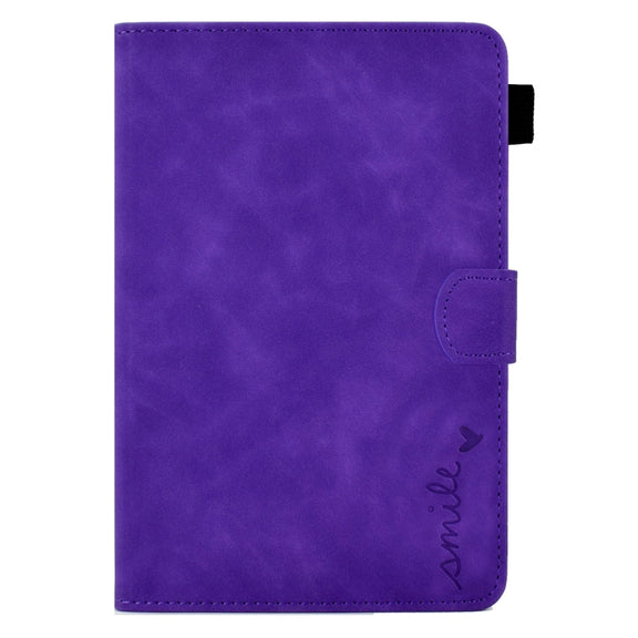 For Amazon Kindle Fire 7 2022 Embossed Smile Flip Tablet Leather Case(Purple)