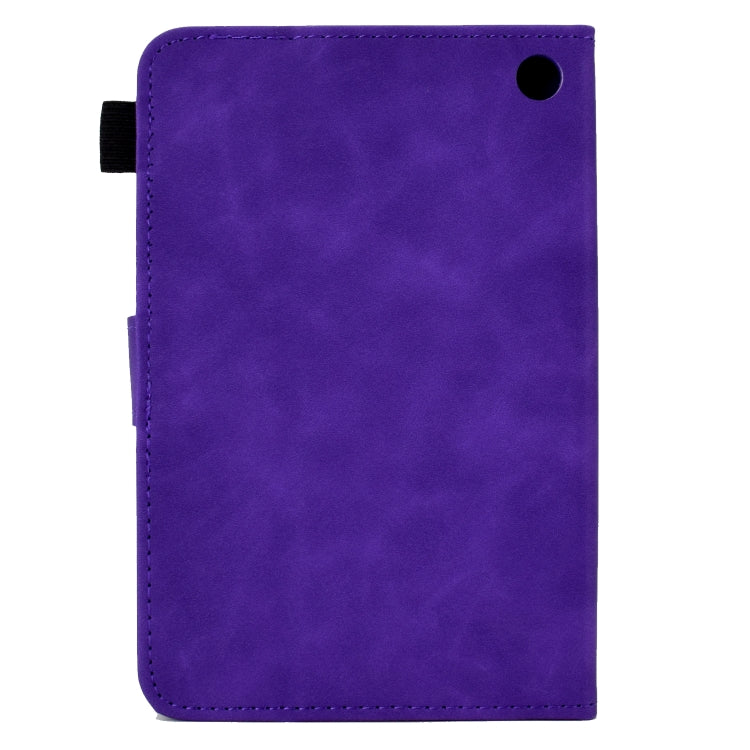 For Amazon Kindle Fire 7 2022 Embossed Smile Flip Tablet Leather Case(Purple)