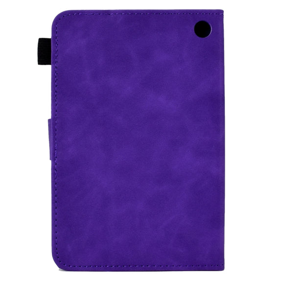 For Amazon Kindle Fire 7 2022 Embossed Smile Flip Tablet Leather Case(Purple)