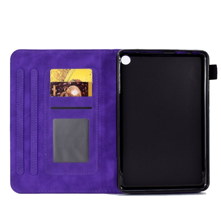 For Amazon Kindle Fire 7 2022 Embossed Smile Flip Tablet Leather Case(Purple)