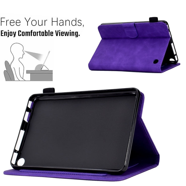 For Amazon Kindle Fire 7 2022 Embossed Smile Flip Tablet Leather Case(Purple)