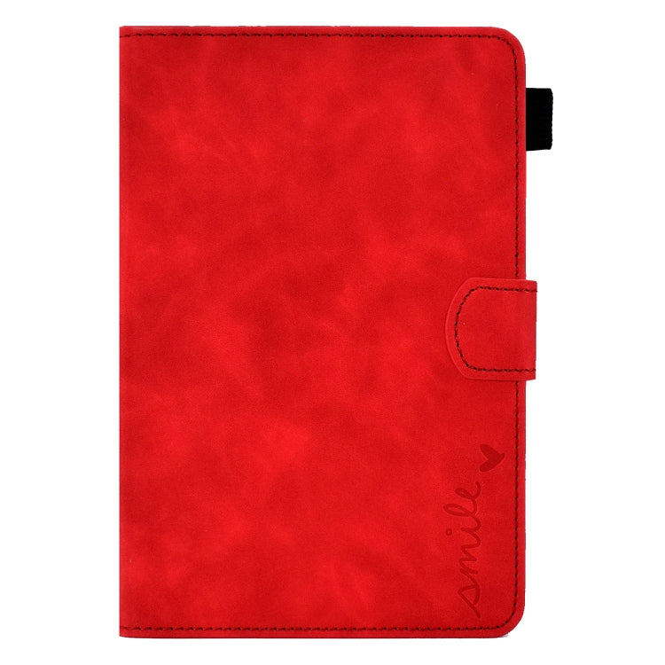 For Amazon Kindle Fire 7 2022 Embossed Smile Flip Tablet Leather Case(Red)