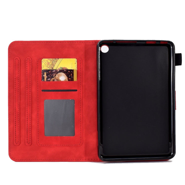 For Amazon Kindle Fire 7 2022 Embossed Smile Flip Tablet Leather Case(Red)