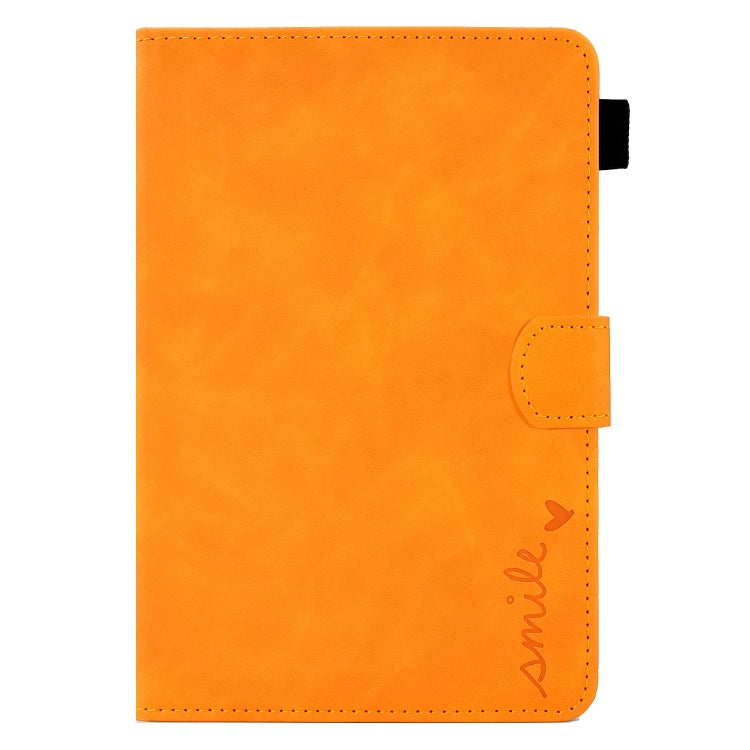 For Amazon Kindle Fire 7 2022 Embossed Smile Flip Tablet Leather Case(Khaki)