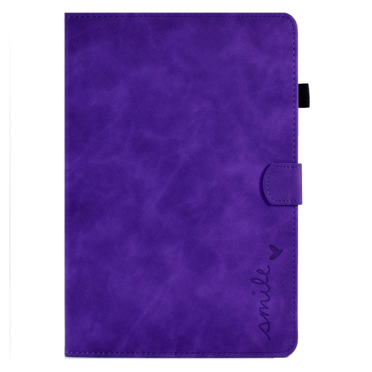 For Amazon Kindle Fire HD 8 2022 / 2020 Embossed Smile Flip Tablet Leather Case(Purple)