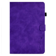 For Amazon Kindle Fire HD 8 2022 / 2020 Embossed Smile Flip Tablet Leather Case(Purple)