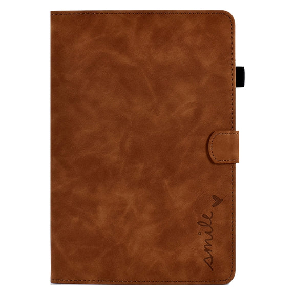 For Amazon Kindle Fire HD 8 2022 / 2020 Embossed Smile Flip Tablet Leather Case(Brown)